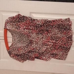 LAURA ASHLEY black coral ruffles size XL top